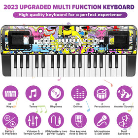M SANMERSEN keyboard with microphone attachment invites singing and creative play