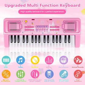 M SANMERSEN kids keyboard pink durable ABS design for safe playtime
