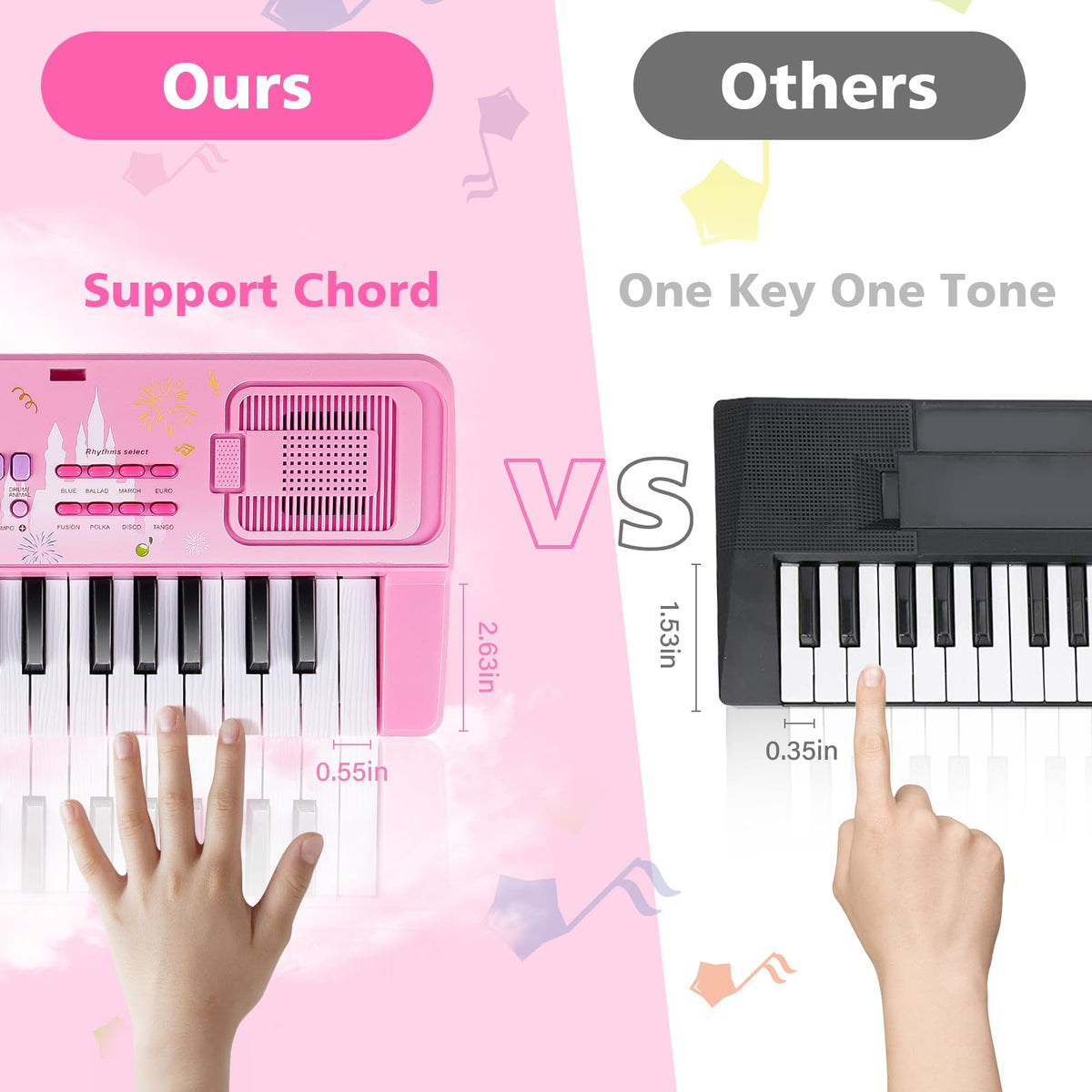 M SANMERSEN kids keyboard pink microphone ready for singing and recording sessions