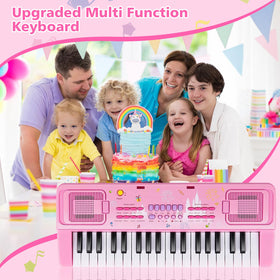 M SANMERSEN kids keyboard pink carrying-friendly portable toy for indoor outdoor use