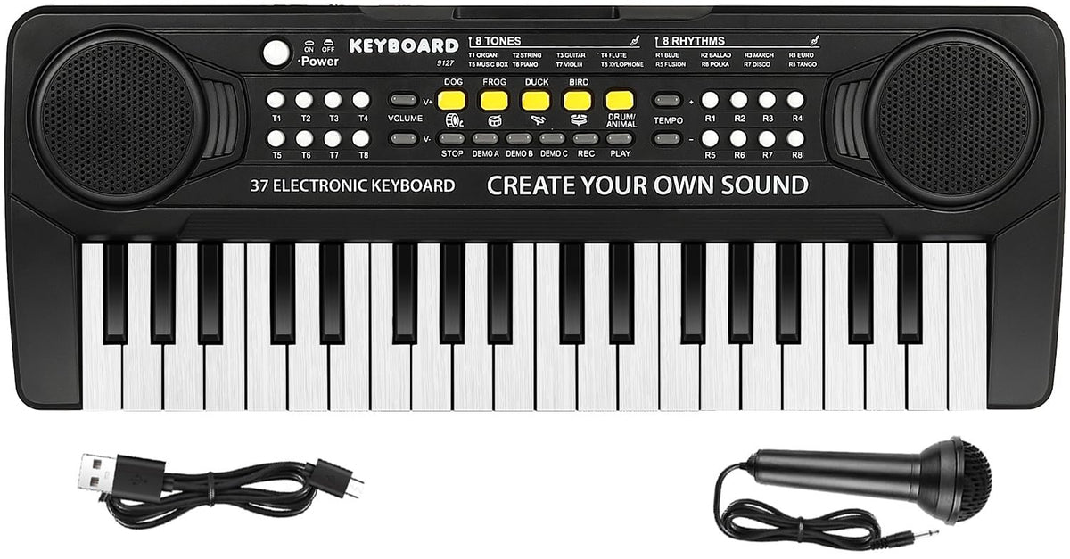 M SANMERSEN kids piano 37 keys front view, perfect for beginner learning.