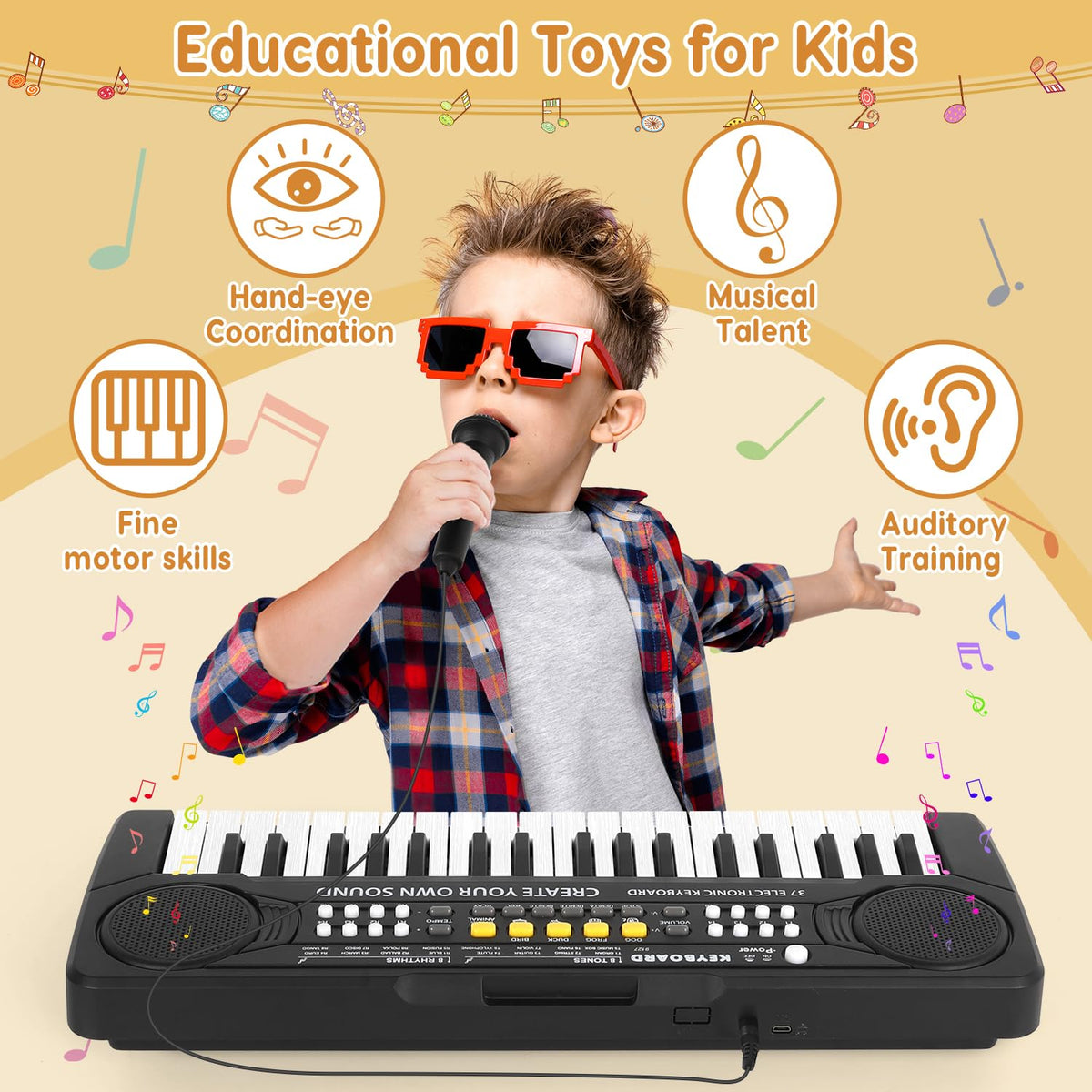 Record and playback feature helps kids review performances.