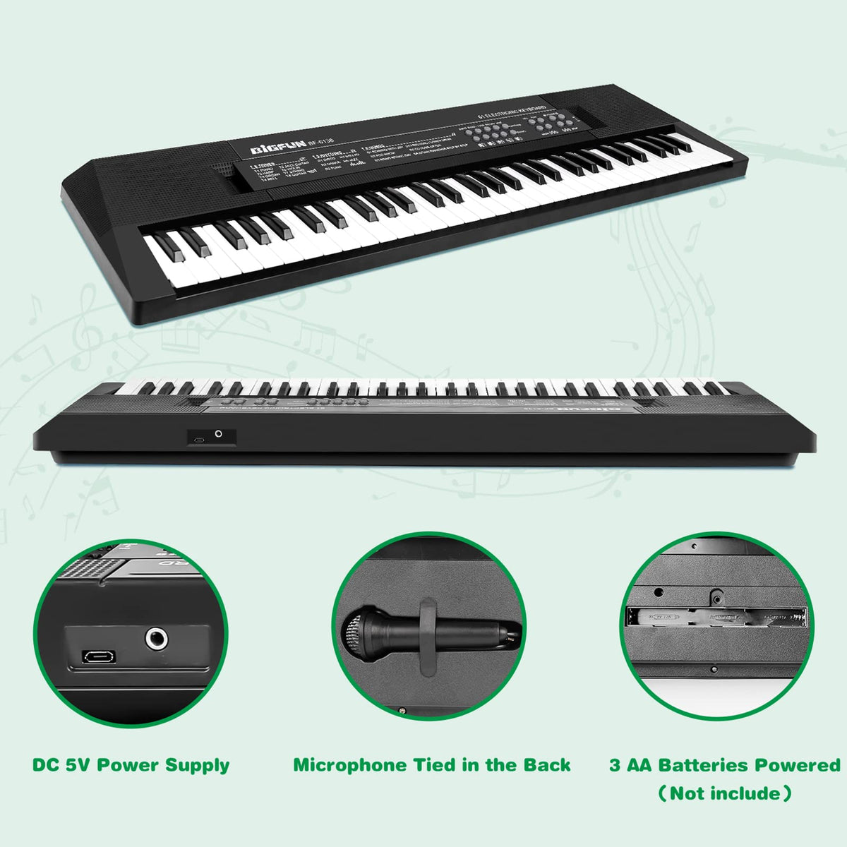 M SANMERSEN Kids Piano with 6 demo songs for guided sessions.