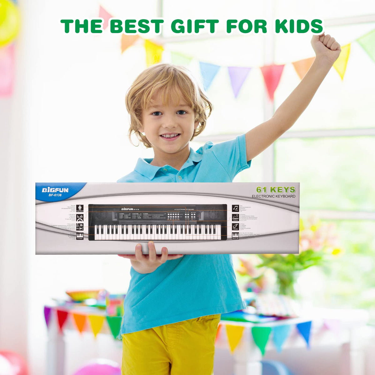 M SANMERSEN Kids Piano durable, kid-friendly plastic build.