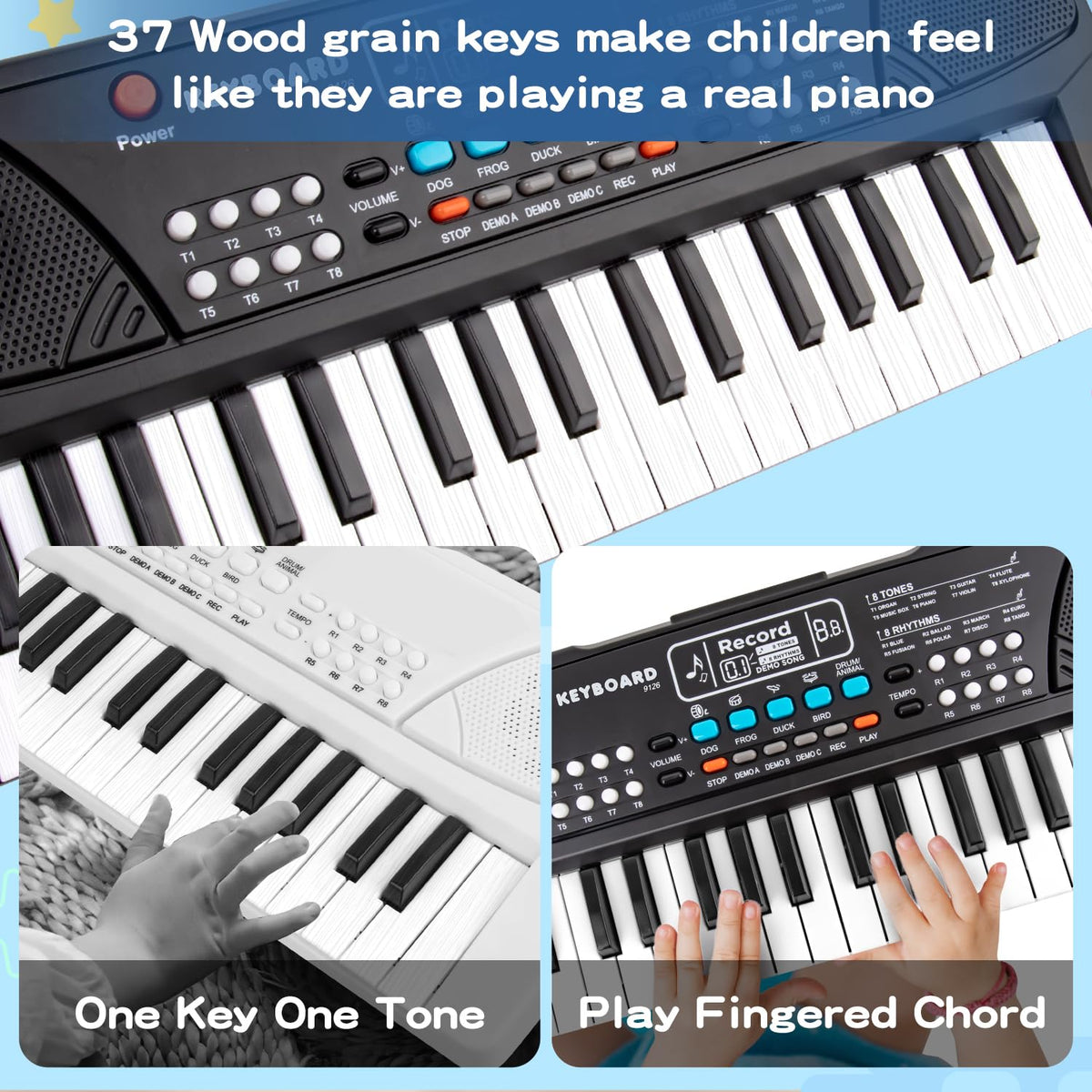 M SANMERSEN keyboard with microphone enables sing-along practice and confident home performances
