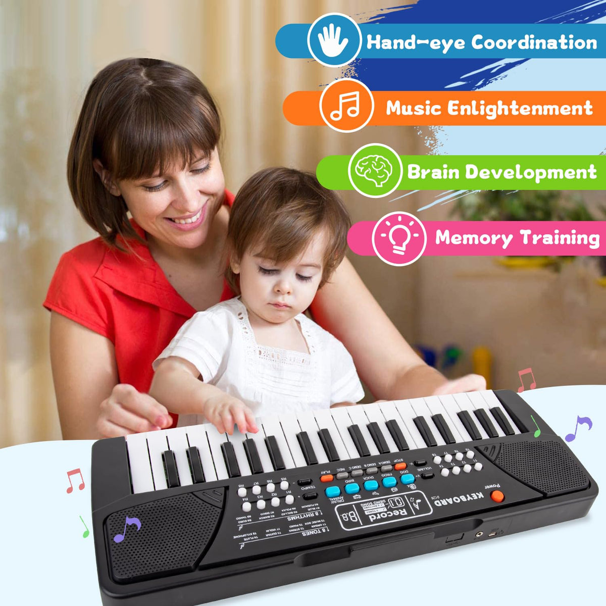 M SANMERSEN Kids Piano powered by USB and batteries for flexible use
