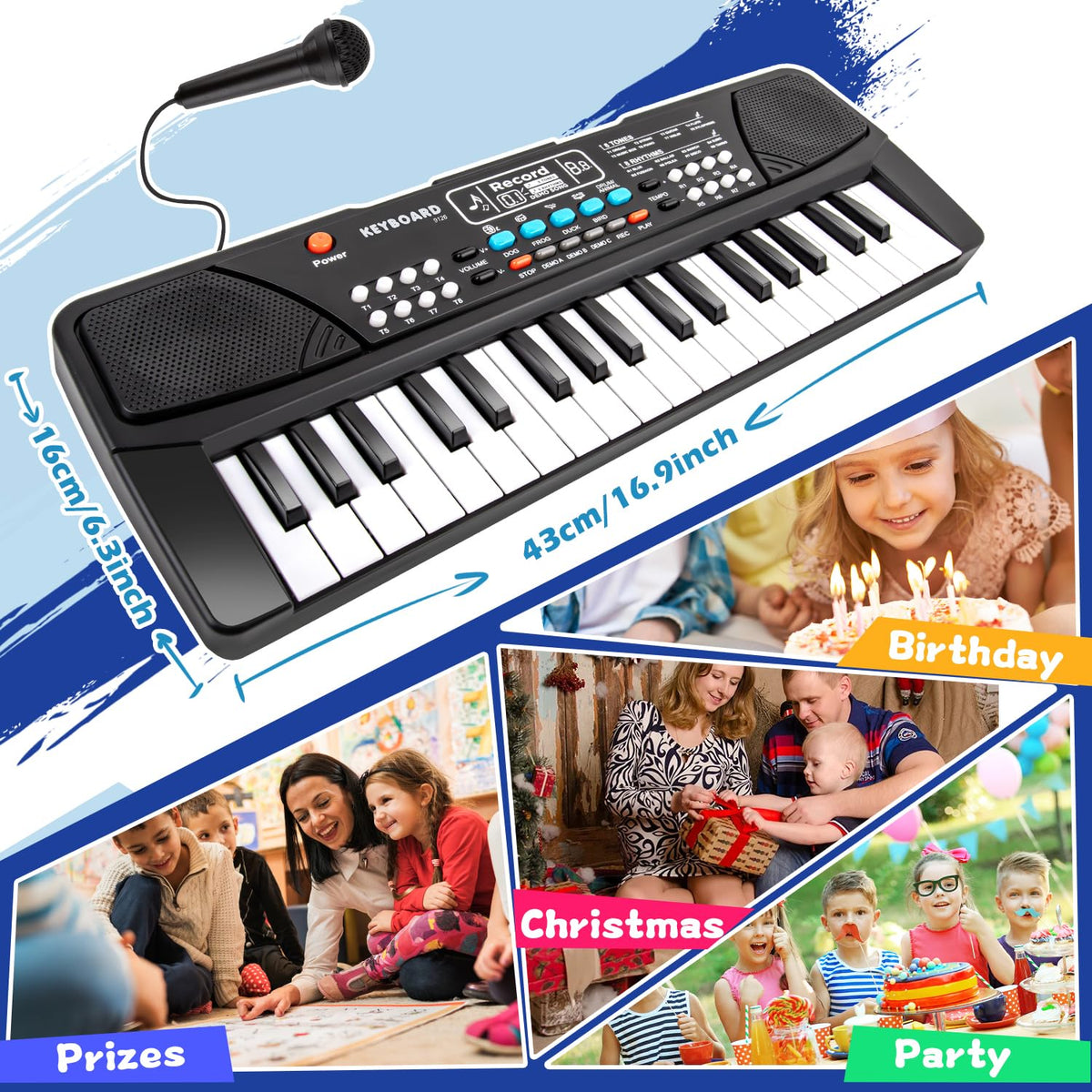 M SANMERSEN Kids Piano side view highlighting its portable design for travel
