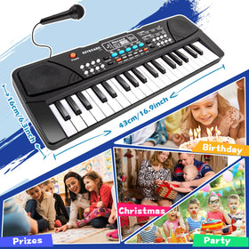 M SANMERSEN Kids Piano side view highlighting its portable design for travel