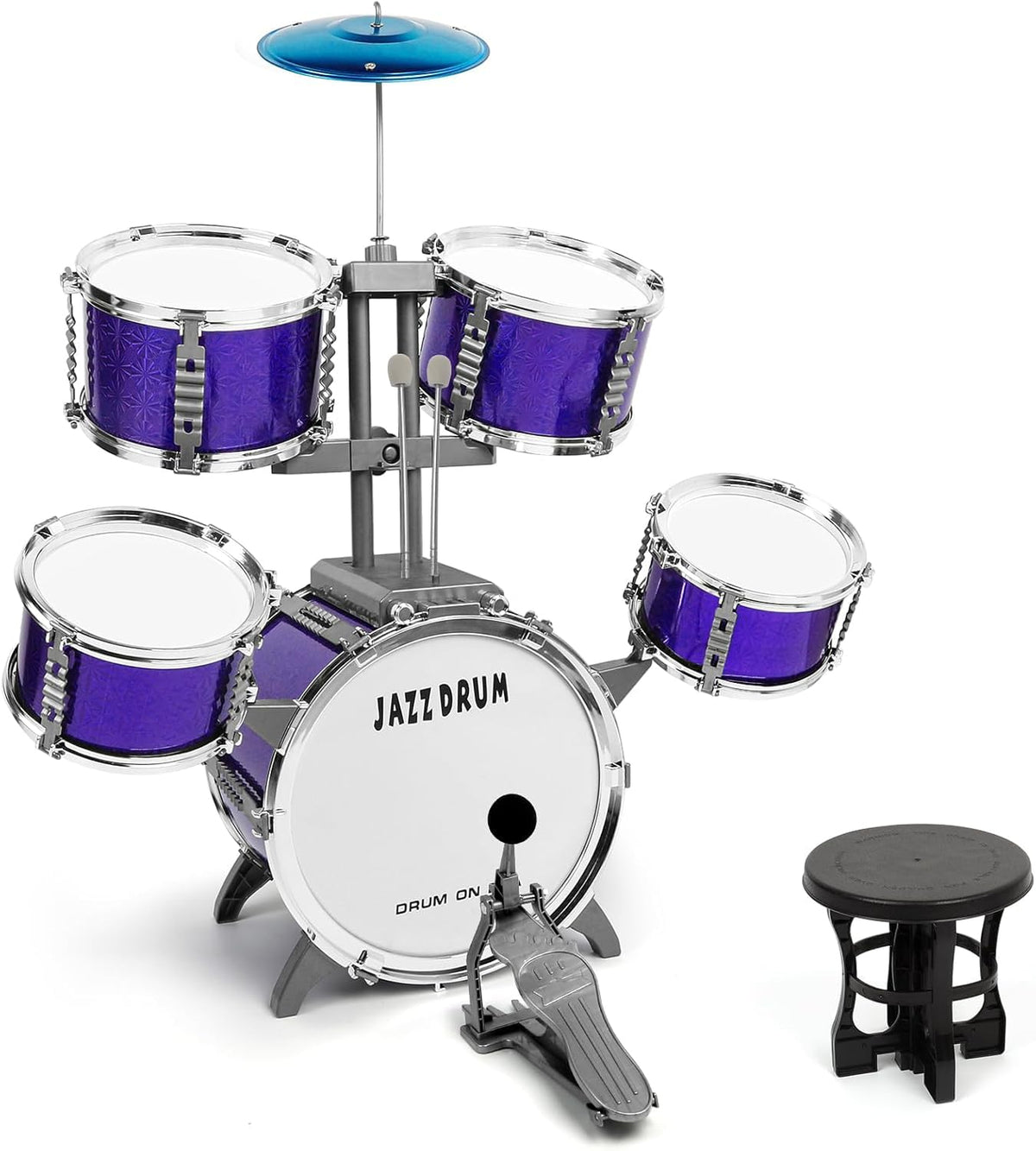 M SANMERSEN Kids Jazz Drum Set bass drum for beginner rhythm practice