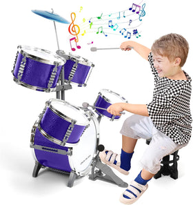 M SANMERSEN Kids Jazz Drum Set complete view supports imaginative play