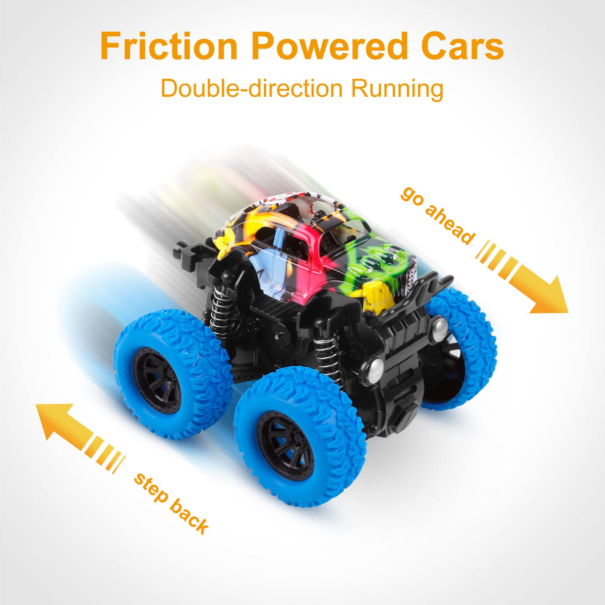 M SANMERSEN Monster Truck yellow push and go action for toddlers.