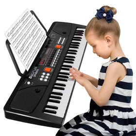M SANMERSEN kids piano with microphone front view for interactive singing and learning.