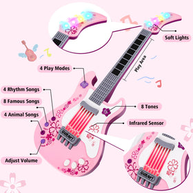 M SANMERSEN pink guitar with strap portable learning on the go