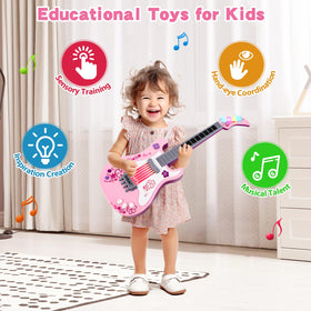 M SANMERSEN pink kids electric guitar lights react to touch