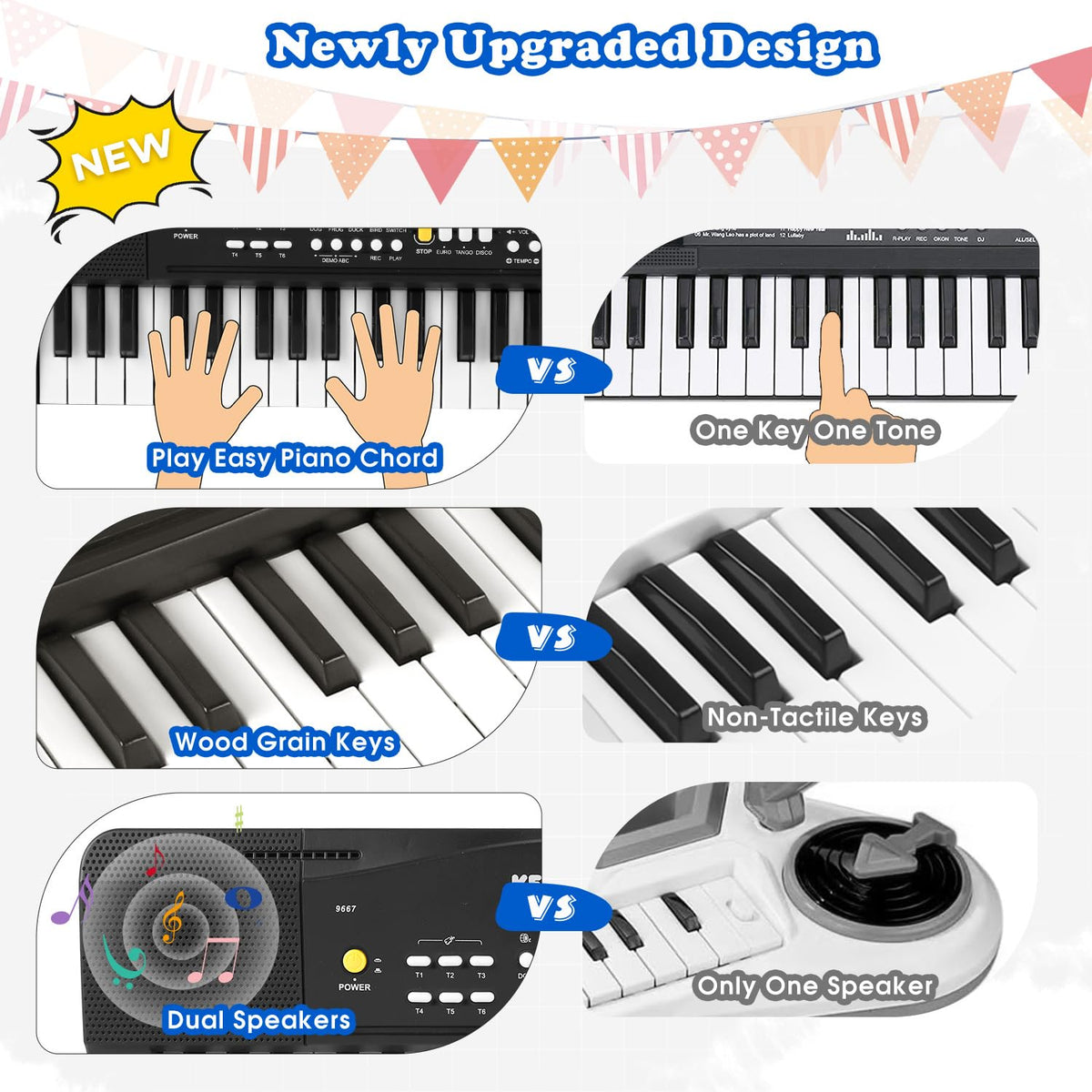 M SANMERSEN toy piano keyboard built-in microphone for singing while playing
