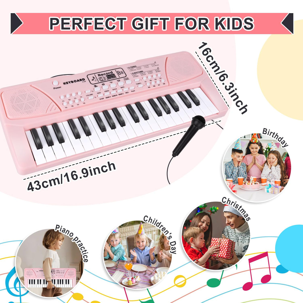 M SANMERSEN portable pink piano designed for travel-friendly playtime