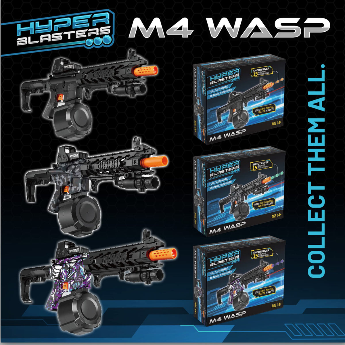 M-Zone HyperBlasters M4 Wasp black style offers a realistic field look.