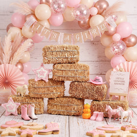 Maasechs Easter scene accent with tiny hay bales for seasonal display