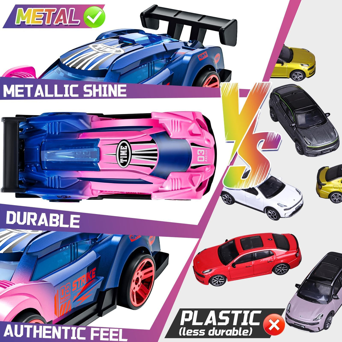 MACALOCA 1-64 scale diecast cars with smooth wheels for easy handling.