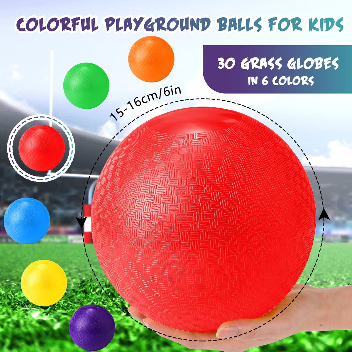 Macarrie 6inch inflatable ball close-up shows cross-hatch texture for grip
