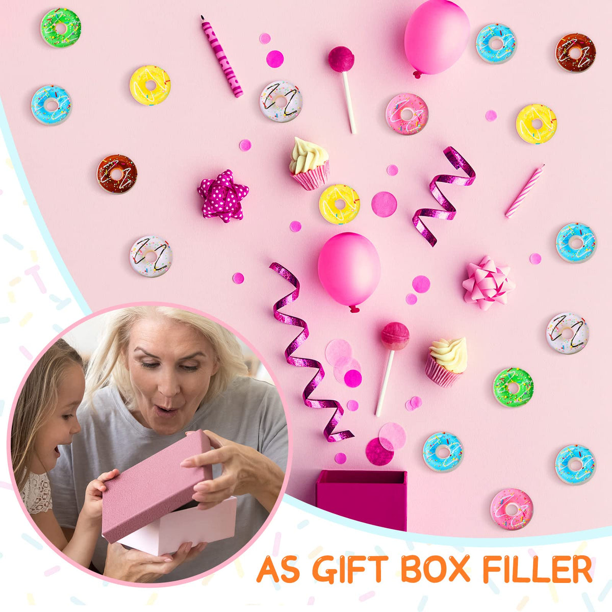 Macarrie donut bag stuffer idea ideal for prizes and party gifts.
