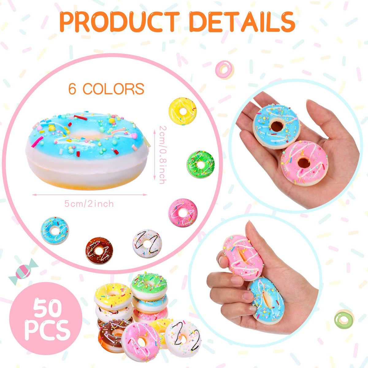 Macarrie donut party favors 50-piece set for events and loot bags.