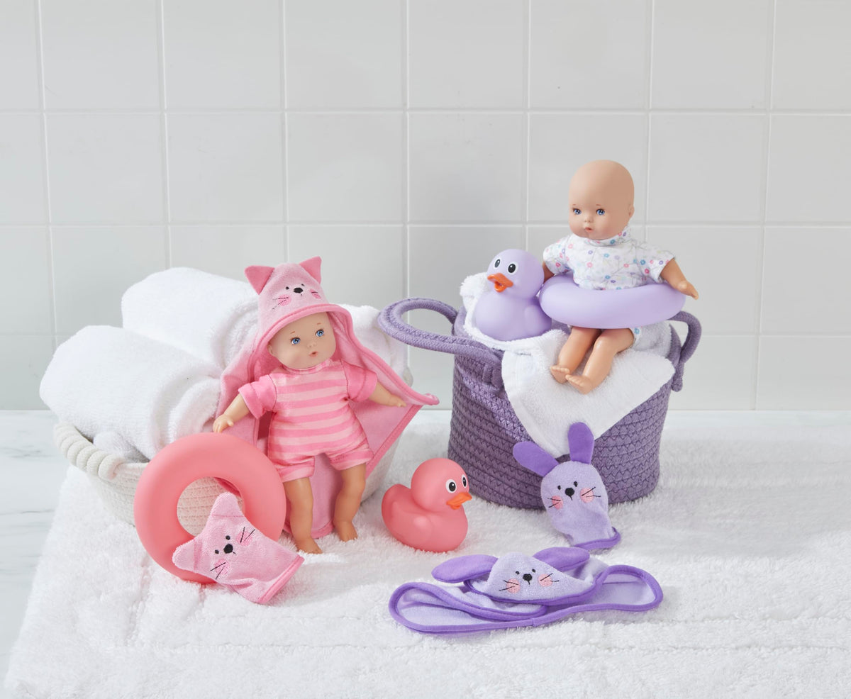 Madame Alexander Splash and Play Cuties accessories set with hooded towel for fun water adventures