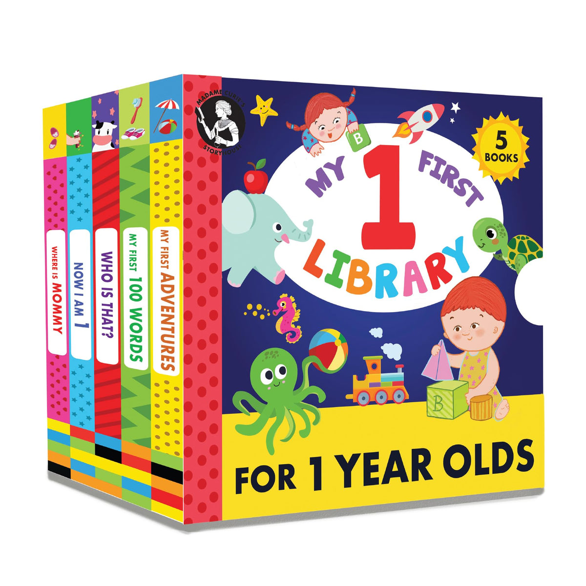 Madame Curie's Storyhouse library set cover sparks curiosity with bright colors.