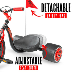 Madd Gear drift trike rear drift wheels enabling controlled slides