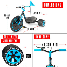 Madd Gear drift-trike steel frame delivers stability and durability