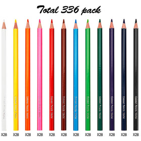 Madisi colored pencils bulk set opened to reveal 12 vivid colors and pre-sharpened tips