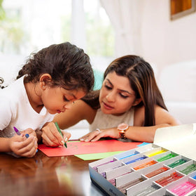 Classroom setup with Madisi crayons enables efficient group art activities.
