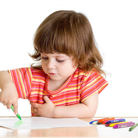 Storage box keeps Madisi crayons organized and easy to access.