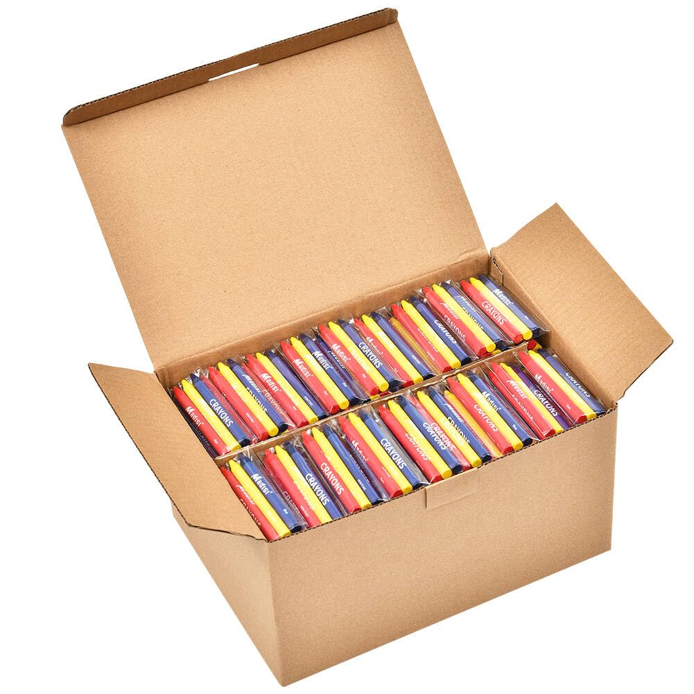 Madisi crayons bulk pack in a sturdy box for classroom storage and quick setup.