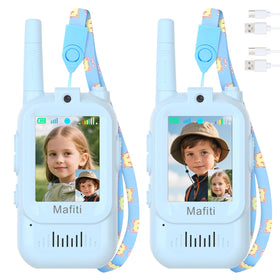 Mafiti video walkie talkie for kids blue front view enabling real-time chats
