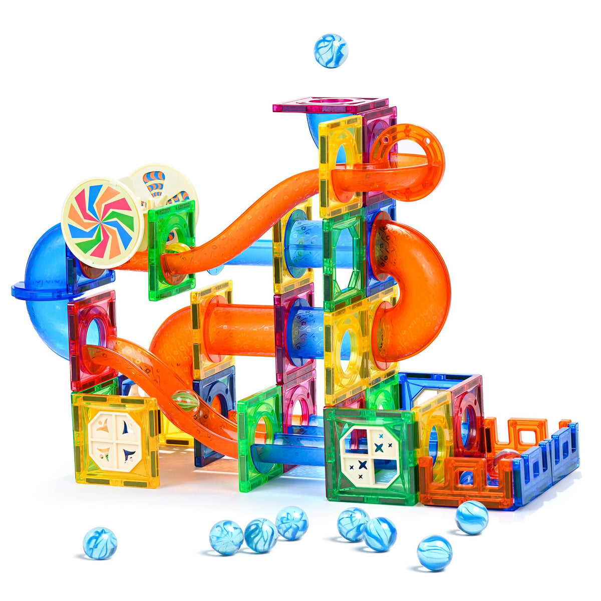 MAGBLOCK 85Pcs marble run set promotes creative problem solving and hands-on STEM play