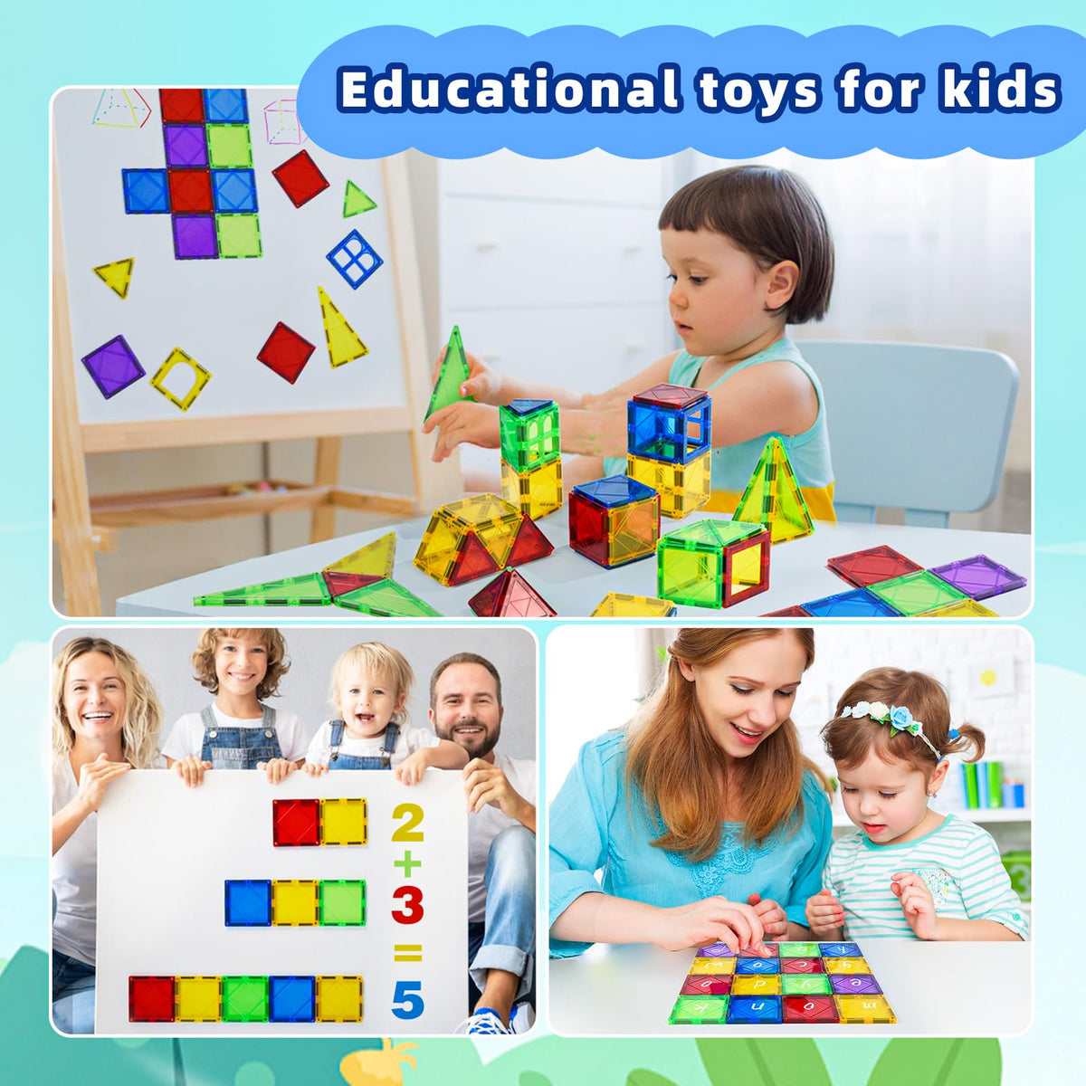 MAGBLOCK color page reference models helps kids learn colors and patterns.