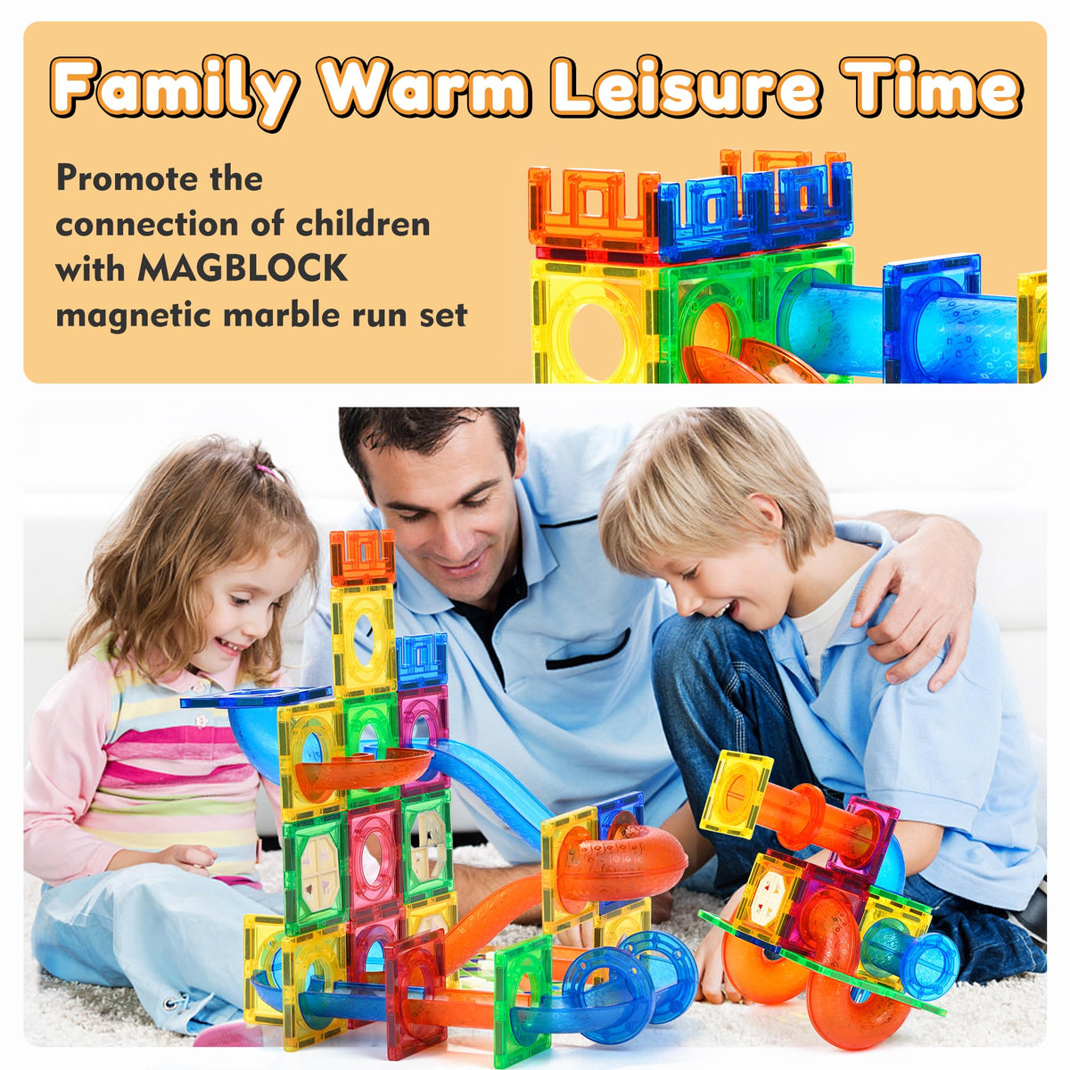 MAGBLOCK magnetic tiles system with durable ABS pieces for multi-layer construction