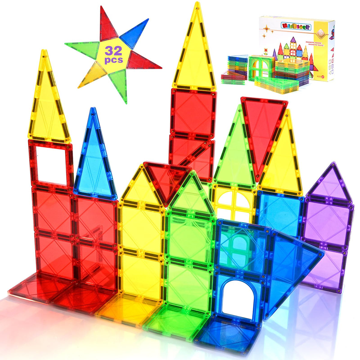 MAGBLOCK starter set with 32 pieces promotes creative building and early STEM exploration.