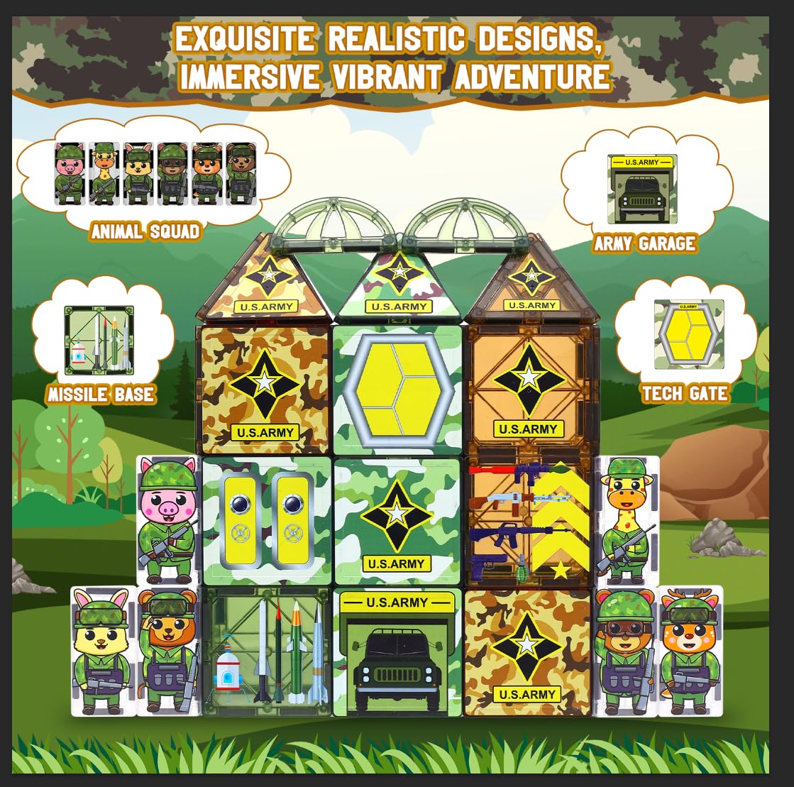 Magbubp army car tile enables quick, cooperative pretend missions