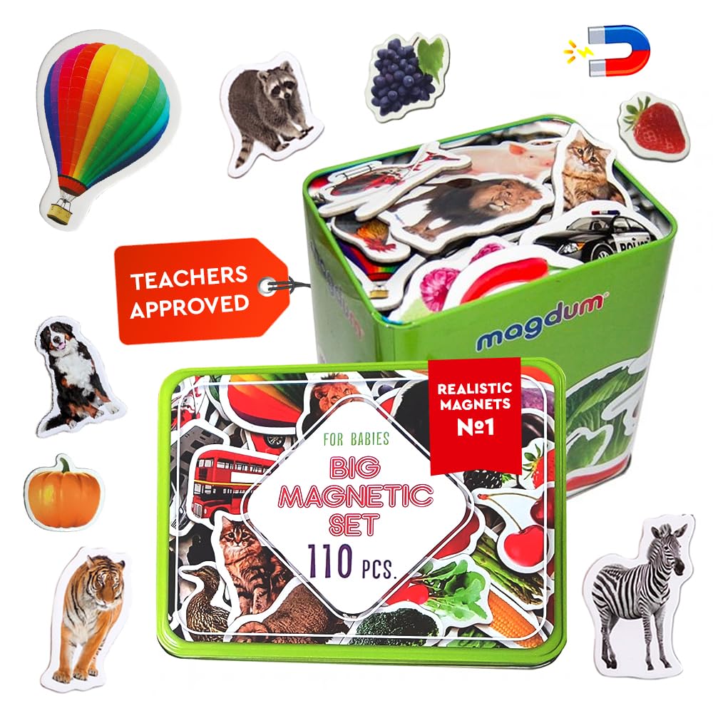 MAGDUM 110 fridge magnets zoo set for early learning on the fridge