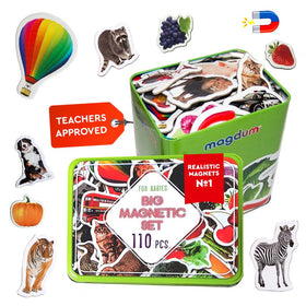 MAGDUM 110 fridge magnets zoo set for early learning on the fridge