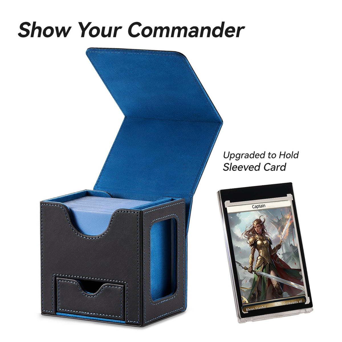 Mage Tech deck box with 100 double-sleeved capacity protects cards during game night.