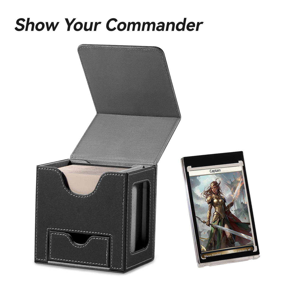 Mage Tech 100-card capacity box keeps your double-sleeved deck organized.