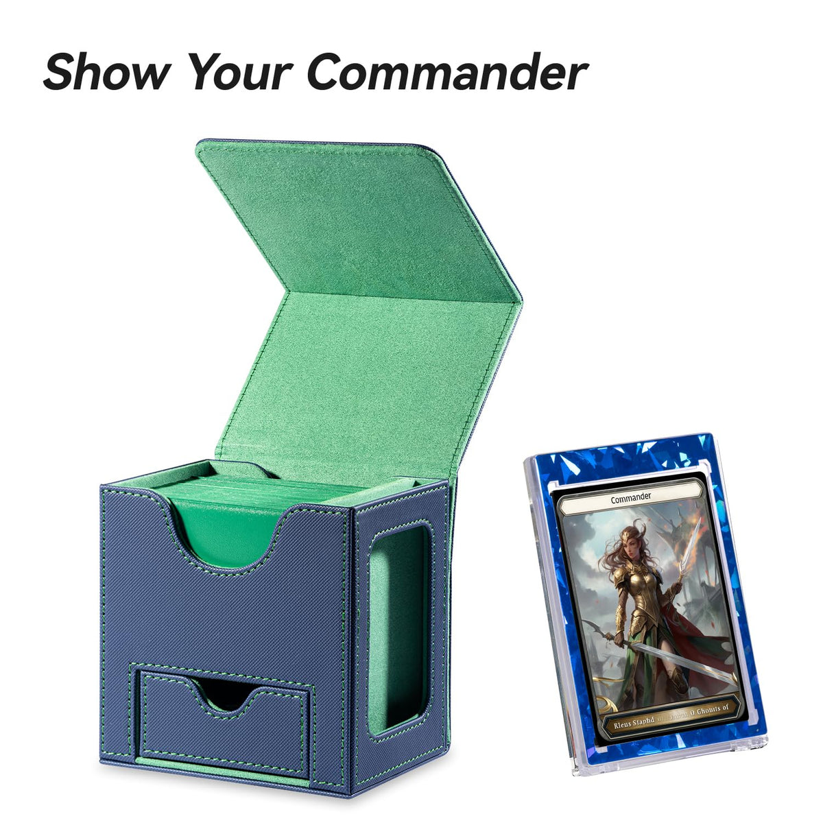 Mage Tech 35pt card holder securely stores the Commander card during travel.