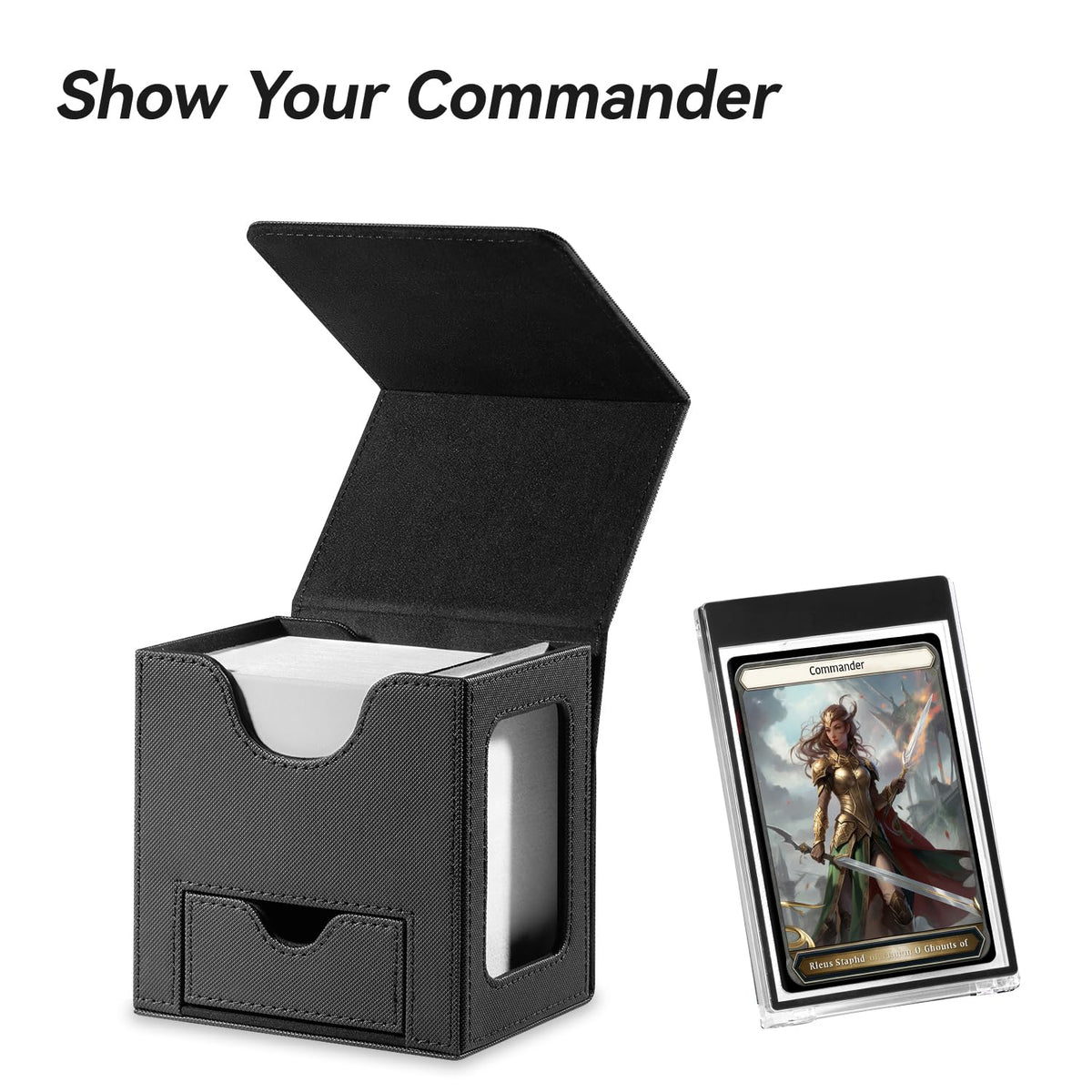 Mage Tech card deck box 35pt holder keeps your Commander card safe and upright.