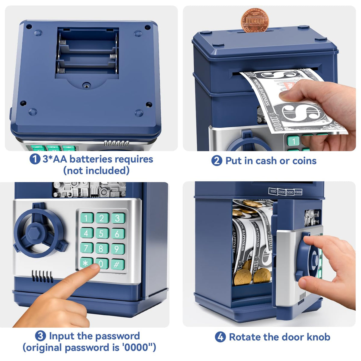 MAGIBX piggy bank toy automatic banknote roller in action