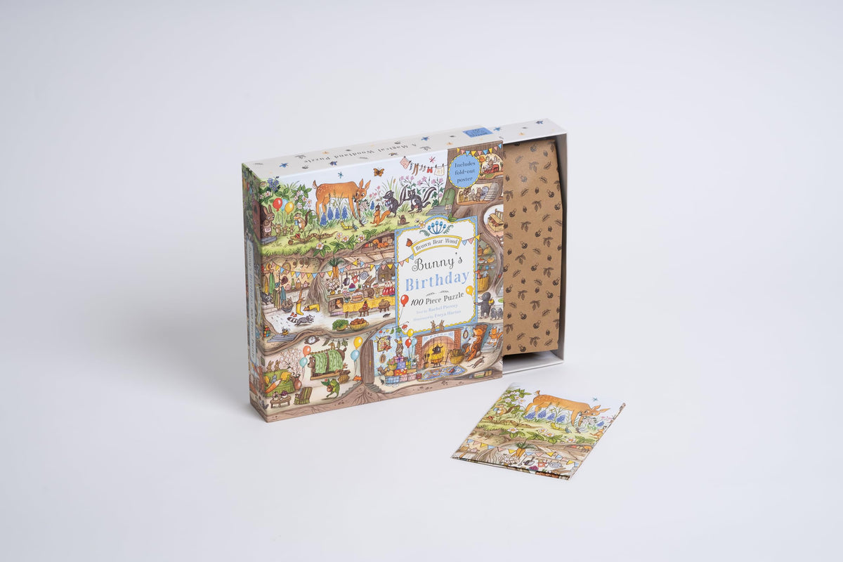 Magic Cat Bunny's Birthday Puzzle in-progress reveals woodland details to spark curiosity.