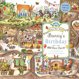 Magic Cat Bunny's Birthday Puzzle cover shows a magical woodland scene for family fun.