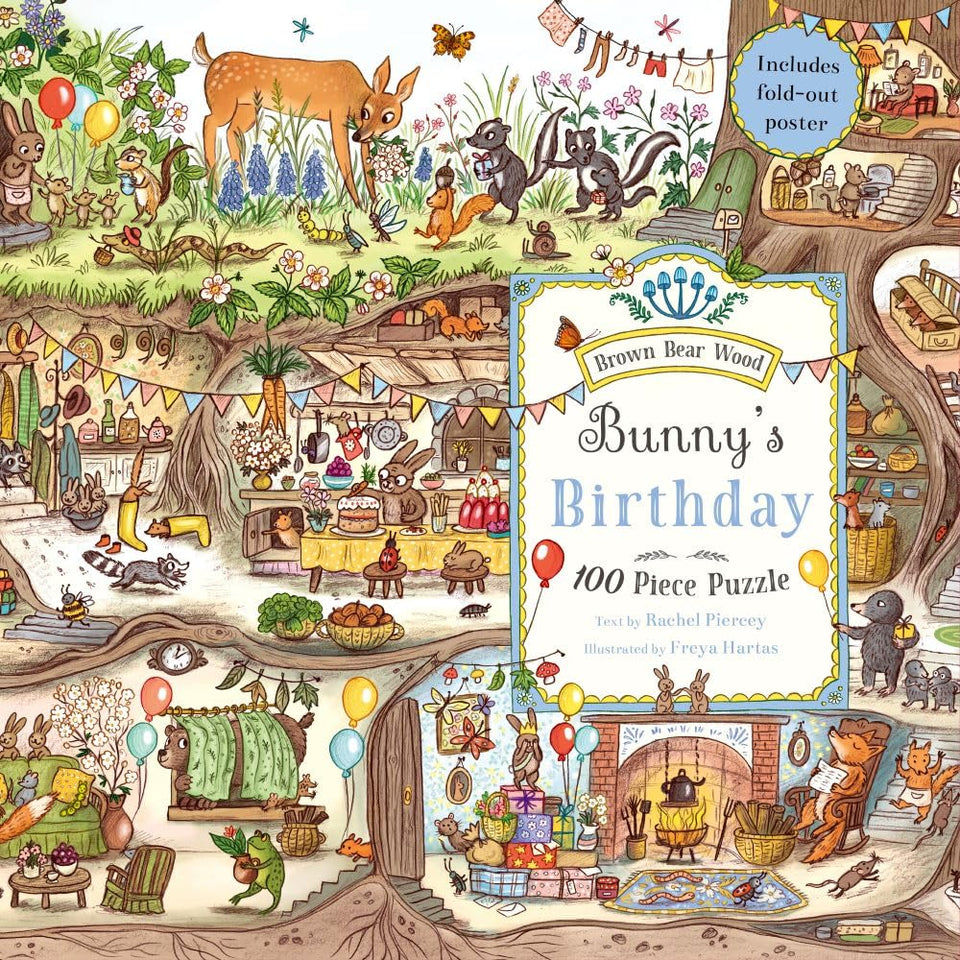 Magic Cat Bunny's Birthday Puzzle cover shows a magical woodland scene for family fun.